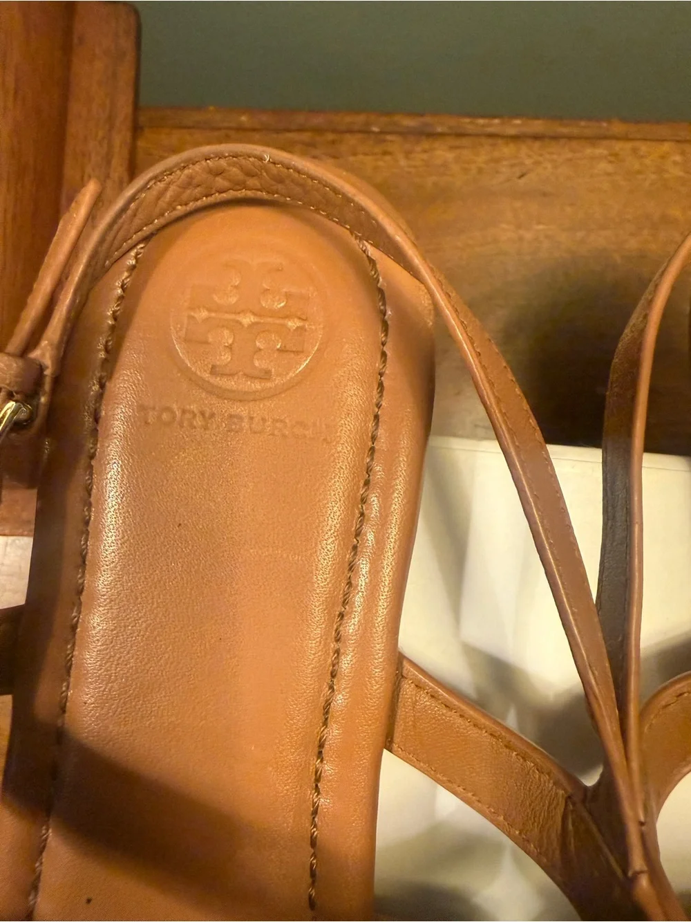 Tory Burch Cognac Leather Cutout Slingback Sandals Size 8